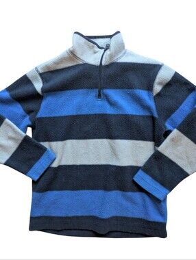 🌞4/20$ Old Navy Men's Zip-Up Fleece Sweater - Blue, Gray & Black Stripes